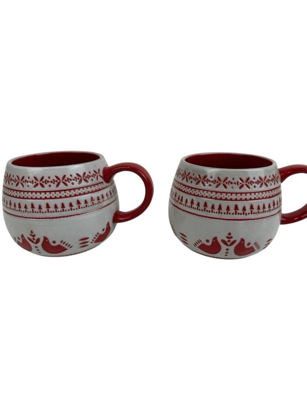 Hearth Hand Magnolia Nordic Mugs Set Red White Stoneware Christmas cozy festive